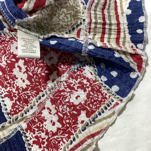 CJ Banks Colorful Patterned Blouse Crinkled Button Front Collar 1X Mid Sleeve - Picture 11 of 14